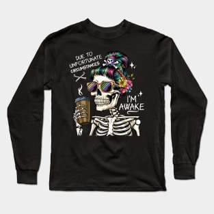 Always Awake Cant Sleep Skeleton Long Sleeve T-Shirt